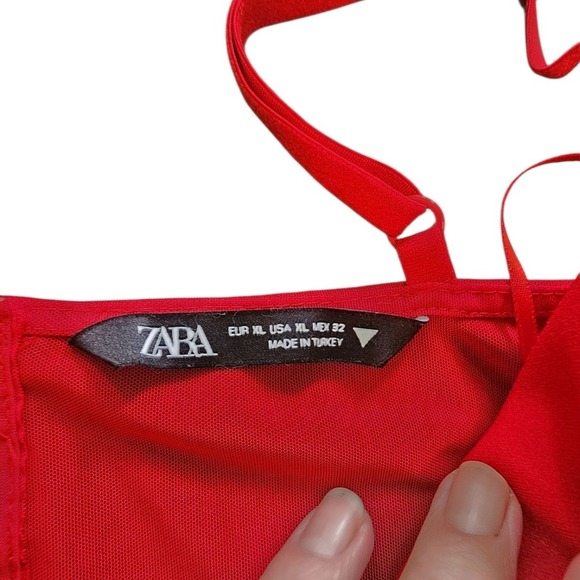Zara Woman Red Corset Top Bustier Boning Hook Eye Strap Sleeveless XL - Picture 5 of 5